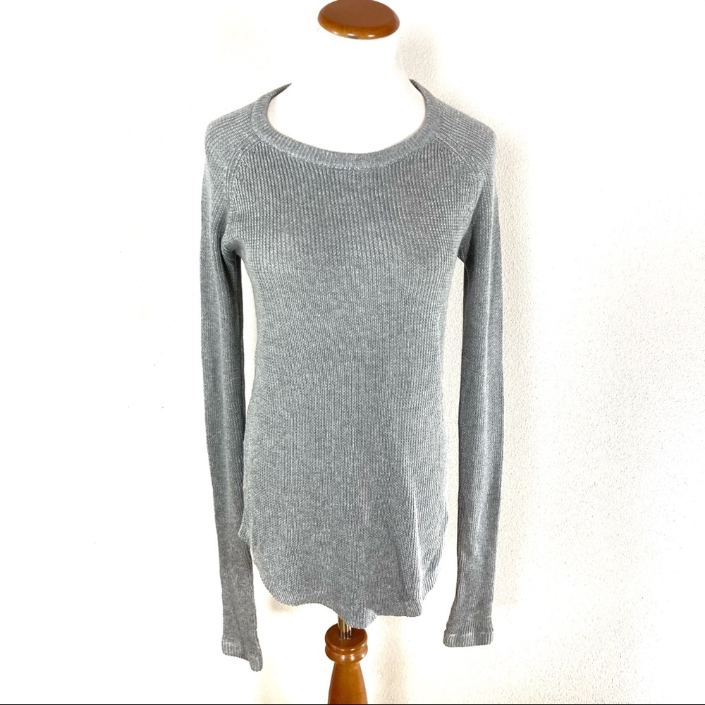 Lululemon Sit in Lotus Gray Sweater Merino Wool Knit Stretch Women’s Sz 4